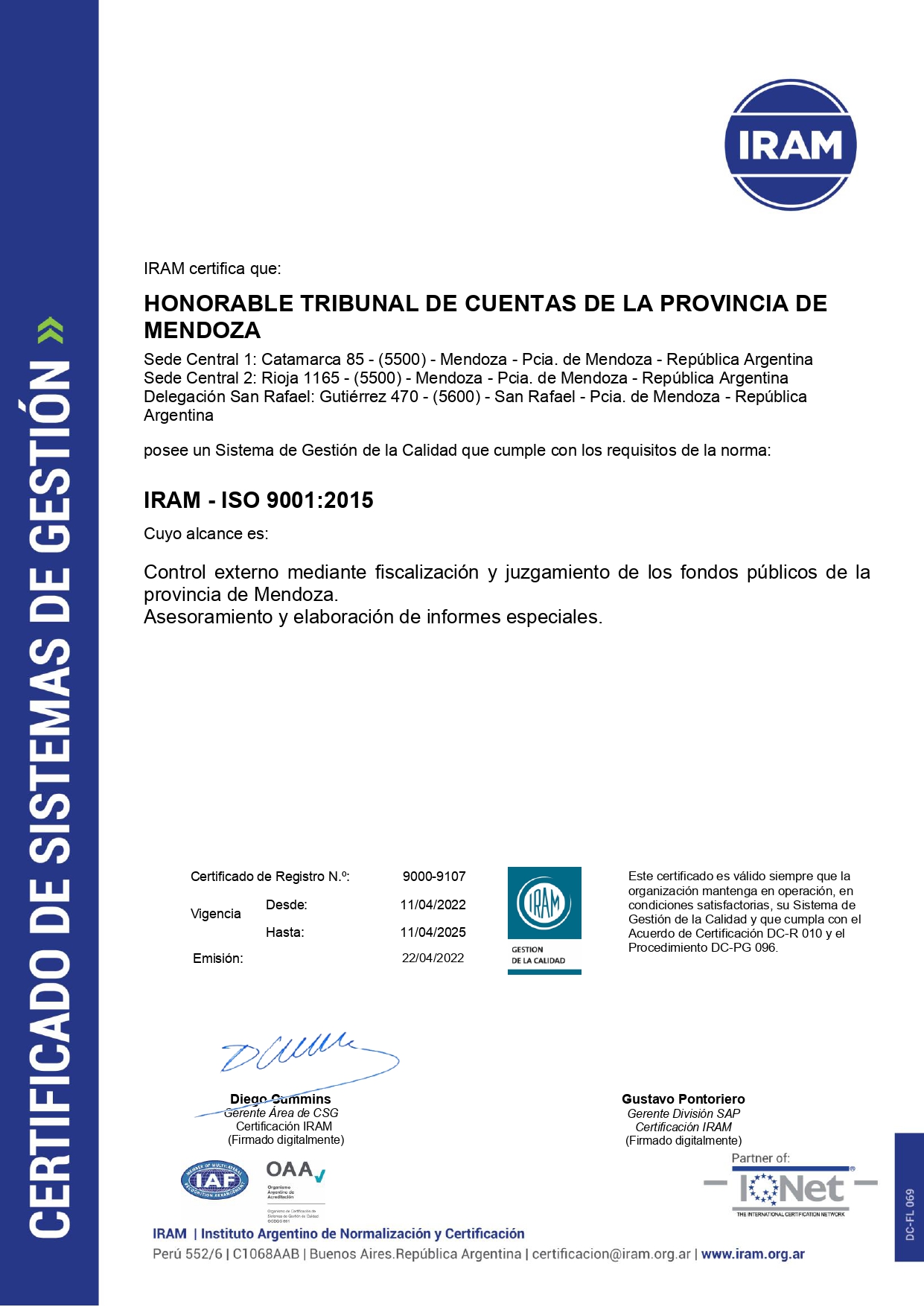 certificado iram